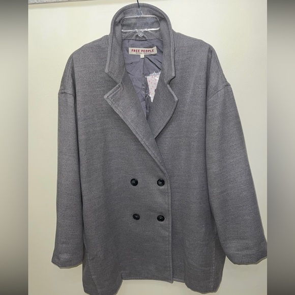 Free People oversized coat grey size L - Picture 9 of 16